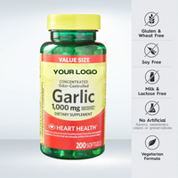 Capsules d'huile d'ail en marque blanche OEM, supplément naturel en gélules molles pour adultes, prix direct fabricant