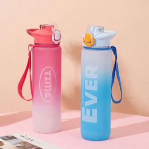Nuevo Diseño, Botella Deportiva Motivacional de 1000 ml/1 L, Ecológica, Portátil, para Beber Directamente al Aire Libre, con Tapa de Plástico, Degradado - Product Image 4