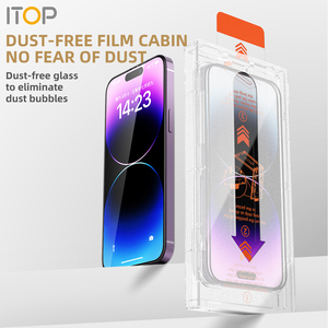 ITop chống bụi kính cường lực bảo vệ màn hình với khay cài đặt cho Iphone 14 Pro Max 13 Pro 12 Mini - Product Image 4