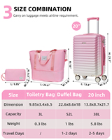 Valises à main légères et populaires Ensemble de bagages à roulettes rose dégradé ABS Sacs à bagages Girly Top 10 ensembles de bagages