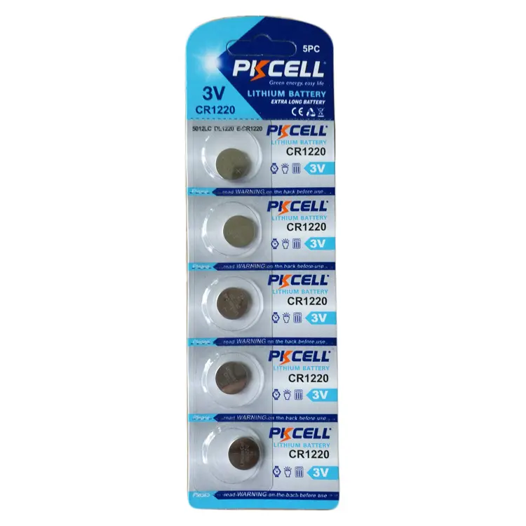 Baterai sel koin tombol pkcell 3v cr1220 untuk jam tangan cr1220 3v tombol baterai lithium sel cr1220 3v cr2016 2025 baterai kunci cmos