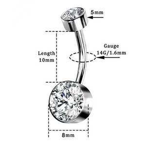 G23 titane dent intérieure double zircon <span class=keywords><strong>nombril</strong></span> clou été mode pour hommes et femmes anti-allergie <span class=keywords><strong>piercing</strong></span> <span class=keywords><strong>nombril</strong></span> anneau - Product Image 6