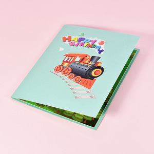 Vente chaude Papier Artisanat Anniversaire Train Pop-Up Cartes 3D Popup Cartes <span class=keywords><strong>De</strong></span> Voeux <span class=keywords><strong>Pour</strong></span> Enfants Cadeau <span class=keywords><strong>pour</strong></span> Amis Familles - Product Image 4