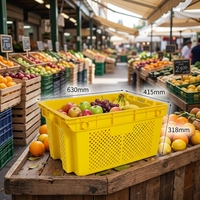 Caisse en plastique pliable et empilable en maille HDPE 620 pour le transport de fruits et légumes, idéale pour les fermes, supermarchés et la chaîne du froid