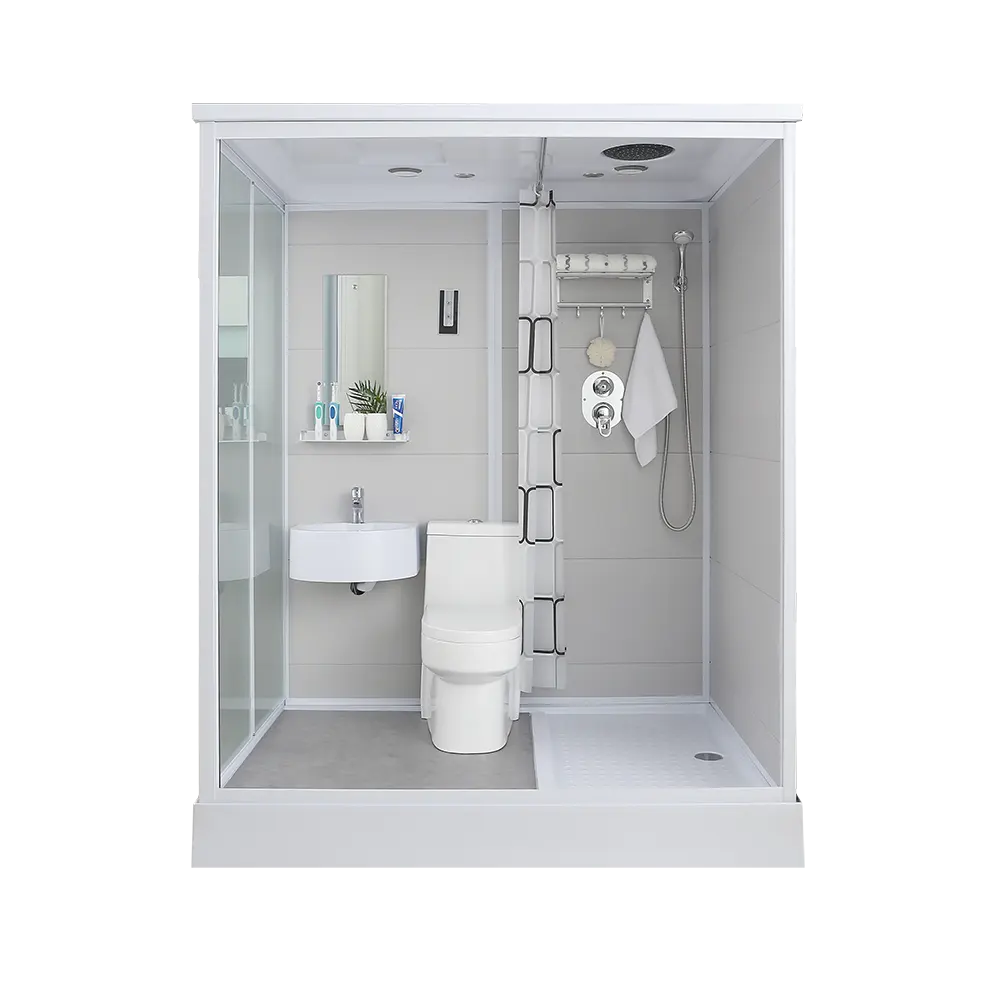 Cialde da bagno prefabbricate di lusso porta scorrevole tutto in un unico set da bagno con soffione doccia e wc