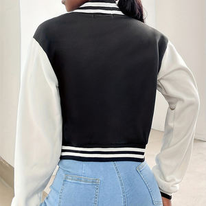 แจ็กเก็ตบอมเบอร์สำหรับผู้หญิงแจ็กเก็ตเบสบอลแจ็กเก็ตปักลายอักษรย่อ - Product Image 2