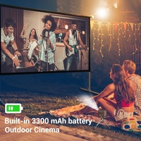 Mini projecteur DLP 2025 avec correction automatique de la distorsion trapézoïdale, système Android intégré, batterie rechargeable, mini home cinéma extérieur, prise en charge de la 4K