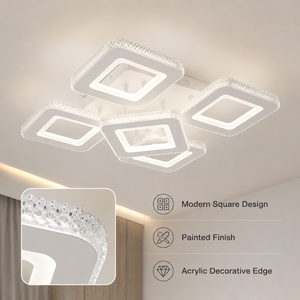 Modern Square Acrylic <b>Led</b> Ceiling <b>Light</b> 50W Remote Dimmable Tri Color <b>For</b> Bedroom Living <b>Room</b> Indoor Home Decoration - Product Image 2