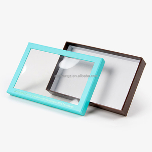 Benutzer definiertes Logo Luxus starres Papp papier Abnehmbarer Deckel und basierte Kleidung Verpackung Geschenk <span class=keywords><strong>box</strong></span> mit klarem Fenster - Product Image 3