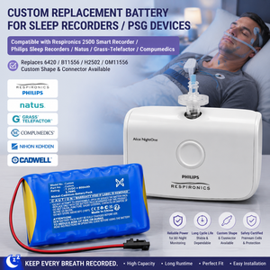 Paquete de Baterías Recargables Personalizadas para <span class=keywords><strong>Respironics</strong></span> Smart Recorder 2500, <span class=keywords><strong>Philips</strong></span> Alice NightOne, Natus Grass-Telefactor, Monitor de Sueño - Product Image 2