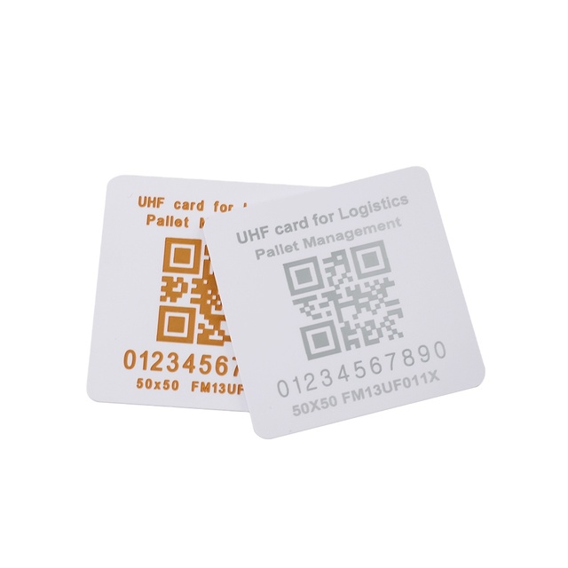 Customized Size Barcode Printing UHF PVC Cards 50*50MM Monza Chip RFID Card for Pallet Management
