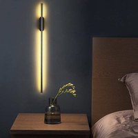 Lampu Dinding Strip Panjang Tanpa Bor, Dapat Diisi Ulang, Kontrol Sentuh, Minimalis untuk Kamar Tidur, Ruang Tamu