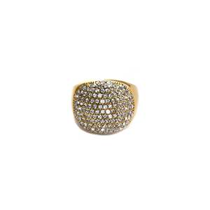 Anillo de Cristal, Acero Inoxidable 316L, Chapado en Oro PVD, Completamente Adornado con Circonitas, Joyería para Mujer - Product Image 1