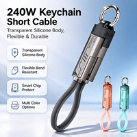 Kabel USB-C Premium 240W 4-in-1 Gantungan Kunci Pengisian Cepat Foil Silikon iPhone 15/16/17 Tablet Android Power Bank Kabel Pendek