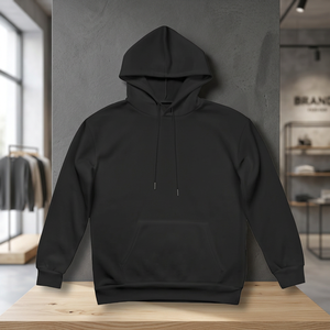 เสื้อสเวตเชิ้ตมีฮู้ดแบบสวมใส่สบายสำหรับฤดูใบไม้ร่วง น้ำหนัก 260 กรัม ผ้าถักมีซับใน ระบายอากาศได้ดี ทรงไหล่ตก มีกระเป๋า  รับสกรีนโลโก้ด้วยเทคนิคฮีททรานเฟอร์ - Product Image 3