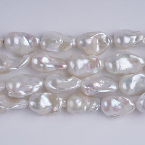 Perles de culture d'eau douce naturelles Zhuji 16-20 mm, blanches/rose, forme baroque irrégulière, trou traversant, pour DIY - Product Image 2