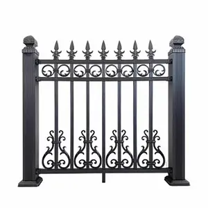 Modern Outdoor Iron Garden Fence Easily Assembled Steel Wrought Iron Fencing for Stairs DIY Installation