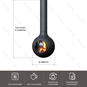 CRUISE Offre Spéciale Chauffage à bois intérieur sans fumée et respectueux de l'environnement Nouveau poêle à bois monté au plafond 800mm Cheminée suspendue - Product Image 4