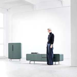 Consola multimedia de madera de estilo moderno para sala de estar, mueble de TV con soporte, venta al por mayor - Product Image 1