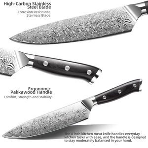 Cuchillo de Cocina Estilo Japonés IOKO para Carne y Sushi, Mango de Madera Pakka, Cuchillo Santoku, Cuchillo de Chef de Acero Inoxidable 5CR15 - Product Image 5