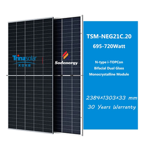 Panneaux solaires Trina Topcon modules bifaciaux en verre double panneau photovoltaïque de type N pour résidentiel NEG21C.20 700w 705w 710w 715w - Product Image 2