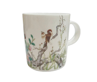 Taza de Té de Cerámica Personalizada de 300 ml con Diseño de Flor de Camelia, Impresión por Serigrafía y Transferencia de Agua, Lavable