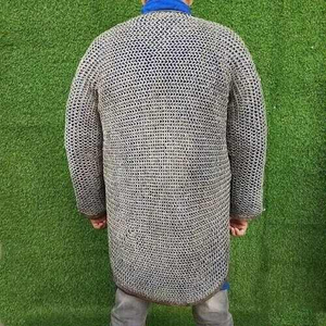 Auténtica camisa de malla Medieval con manga completa hecha a mano de acero suave disfraz de guerrero Cosplay recreación Armadura - Product Image 3
