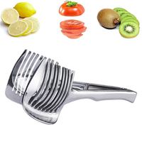 Support de coupe-tomates en acier inoxydable de haute qualité, guide de découpe rond pour fruits et oignons, pinces avec poignée, outils pour fruits et légumes