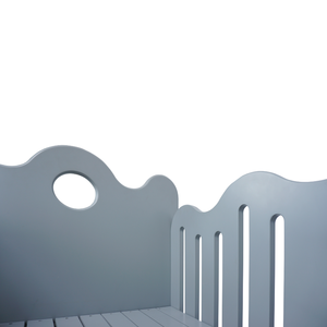 Cuna de Madera Escandinava para Bebé, Construcción de Madera de Abeto Europeo, Color Gris Claro Pintado NC, Cama Infantil con Ruedas - Product Image 5