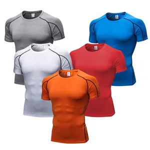 Fabricação Personalizada Homens Ginásio De Compressão Camisas De Secagem Rápida Masculino Ginásio Fitness Camisas Esportivas Homens Apertado Correndo Roupas