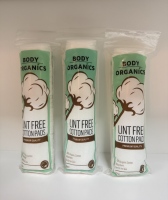 BODY ORGANICS Tampons Faciaux 100% Coton Biologique Sans Peluches Double Face 3 Couches Très Absorbants Diamètre 5,7 cm Extra Doux 100