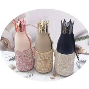 New Wedding Crown Water Bottle with Bling Rhinestone Unique Water Bottle Luxury Stainless Steel Metal Drink Cute for Party Girls