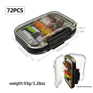 Juego de 72 Moscas Artificiales de Doble Cara para Pesca en Agua Seca y Húmeda, con Caja Impermeable Negra para Lubina y Peces de Agua Dulce en Ríos, Lagos y Arroyos - Product Image 3