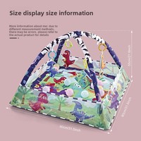 Tapis de jeu carré amélioré en polyester pour bébé, avec animaux de dessin animé sur le thème de l'océan, piscine à balles 3-en-1 et tapis d'éveil pour ramper