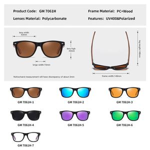 Lunettes de soleil en bois naturel faites à la main avec logo personnalisé 2025, monture carrée en bois, polarisées, en bambou, pour hommes et femmes - Product Image 5