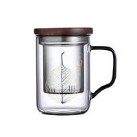 Tasse à thé en verre artisanal résistant à la chaleur avec infuseur et couvercle 400 ml, design minimaliste pour thé en vrac – Vente en gros