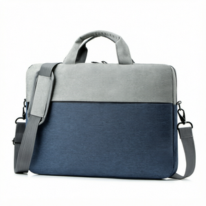 Bolso Mensajero para Portátil de Dos Tonos con Correa de Hombro Ajustable, Maletín Ejecutivo Gris y Azul Marino - Product Image 1