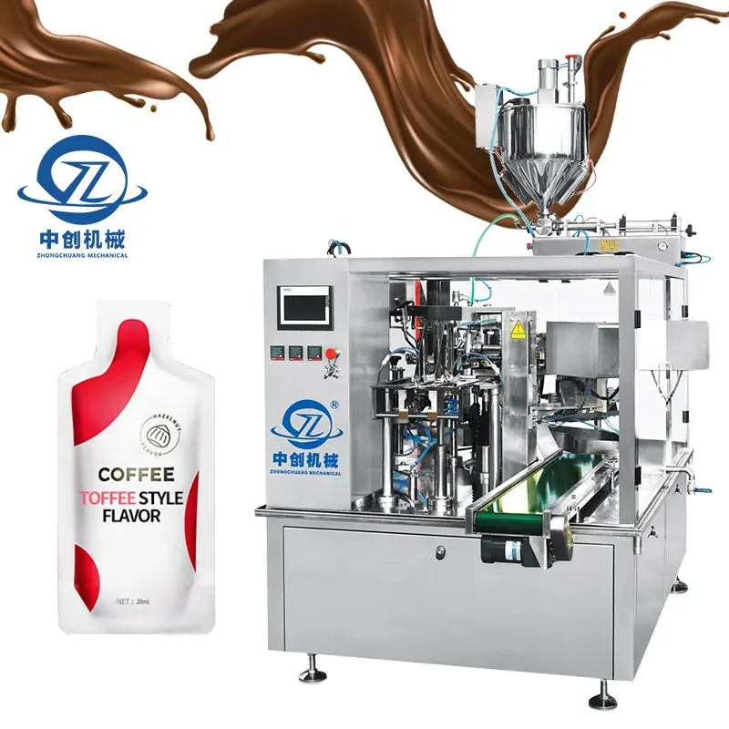 Irregular Special Shaped Bag Liquid Sachet Filling Sealing Lotion Coffee Paste Maple Syrup Premade Pouch Packing Machine