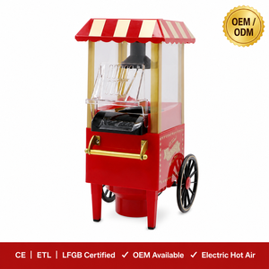 Máquina de Palomitas de Maíz Retro <span class=keywords><strong>Vintage</strong></span>, Eléctrica, de Aire Caliente, 1200W, Sin Aceite, Snack Saludable para el Hogar, Cocina y Exteriores, OEM - Product Image 1
