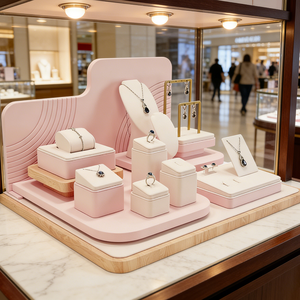 Pink Luxury <b>Necklace</b> Display Stand <b>Ring</b> Earring Holders Jewellery showcase Display Custom Jewelry Display Stand - Product Image 3