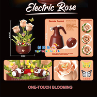 Bloques de Construcción Eléctricos EPT RC Rose, Juguete de Construcción para Niñas de 5 a 7 Años, 334 Piezas, Flor en Spray con Luz LED