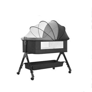 <span class=keywords><strong>Lit</strong></span> bébé en métal personnalisé en usine, berceau bébé, hauteur réglable avec moustiquaire, panier de rangement, roues pour chambre à coucher, hôpital - Product Image 4