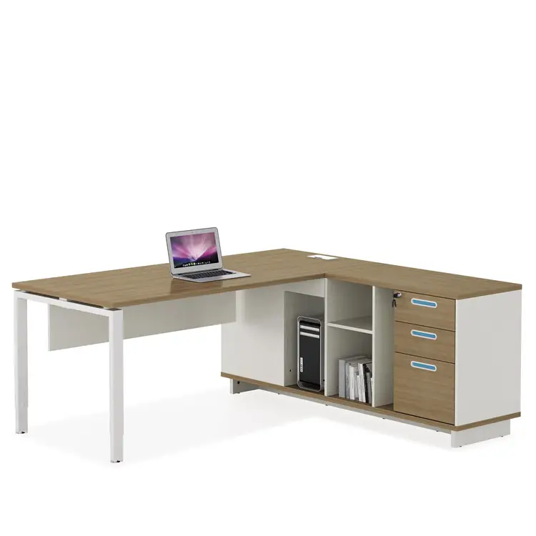 Originale fabbrica MFC CEO capo Executive ufficio tavolo moderno a forma di L estensibile scrivania in legno per grandi progetti