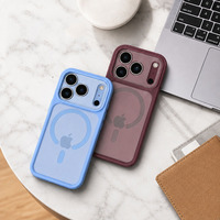 Casing Ponsel Magnetik Tombol Logam Premium, TPU+PC Transparan Anti Benturan, Casing Tombol Pintar untuk iPhone 18 Pro Max