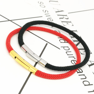 Red <b>String</b> <b>Bracelet</b> 3-4mm Handmade Woven Unisex Jewelry Gift For Couple - Product Image 1