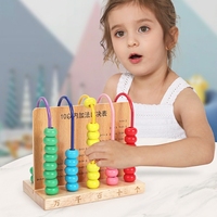 Cadre de comptage Montessori en bois, abaque, perles colorées à 5 fils pour l'apprentissage de l'arithmétique, outil éducatif mathématique Montessori pour enfants