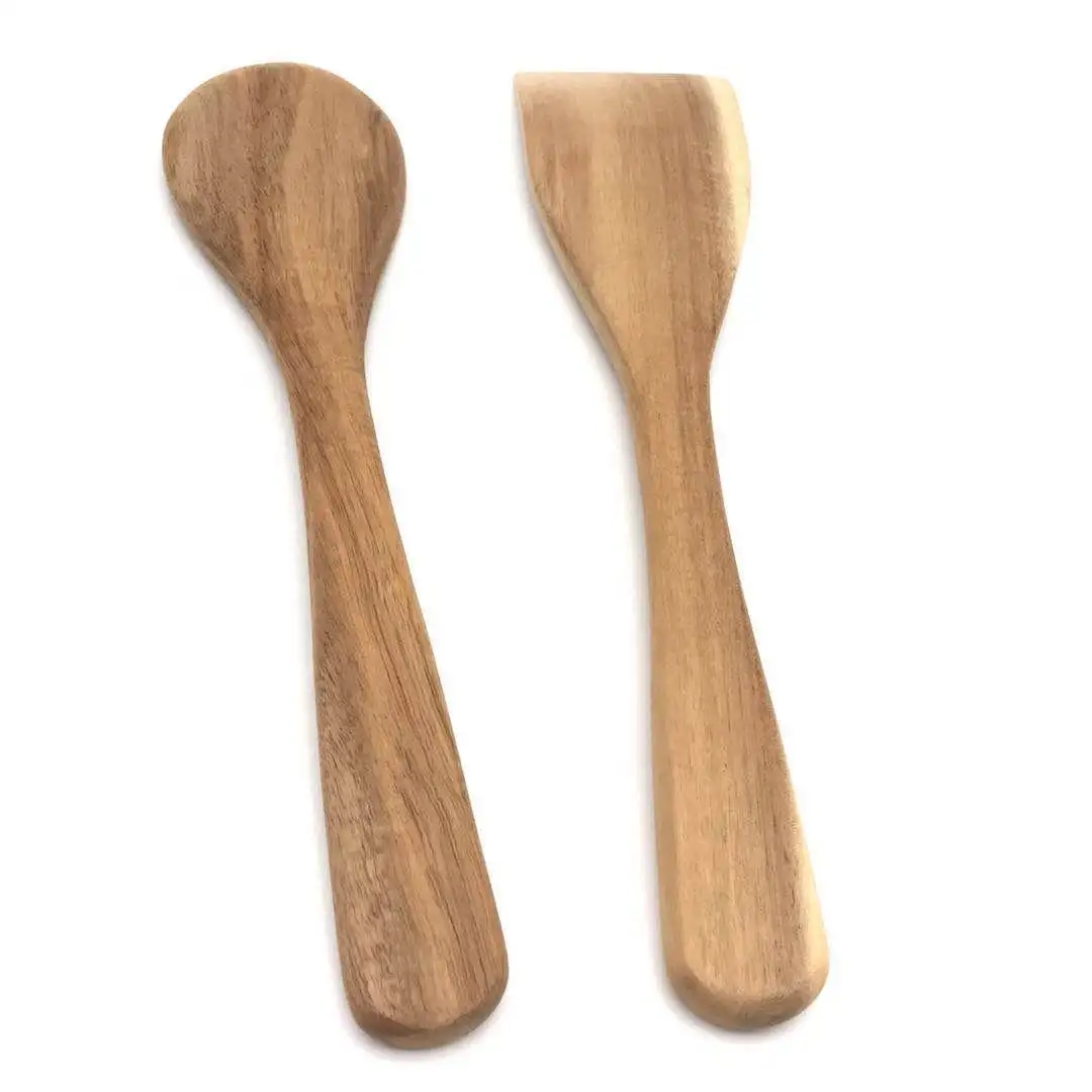 Juego de vajilla para picnic de 12 piezas, juego de utensilios de cocina para acampar al aire libre, juego de utensilios de cocina antiadherentes de madera de acacia más vendido