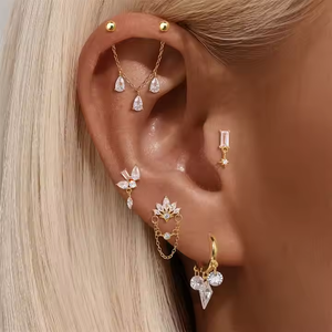 Titan 16G Innengewinde CZ Labret Ohr stecker Tragus Knorpel Lappen Helix Daith eingelegte Lippen Ohr stecker Body <span class=keywords><strong>Piercing</strong></span> Schmuck - Product Image 4