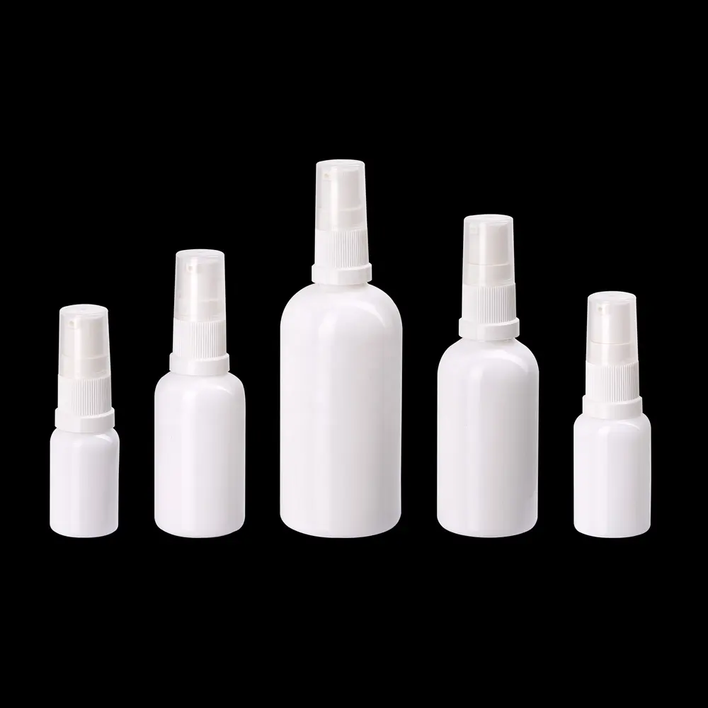 कॉस्मेटिक पैकेजिंग दूधिया सफेद कांच bottles10ml 15ml 30ml 50ml 100 ml सफेद प्लास्टिक सीरम पंप बोतलों 200ml दूधिया पत्थर कांच की बोतल