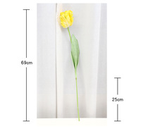 Bunga Tulip Tiruan Grosir YM, Tangkai Panjang Tunggal, Bunga Tulip Kuning Berumbai untuk Dekorasi Vas Pernikahan